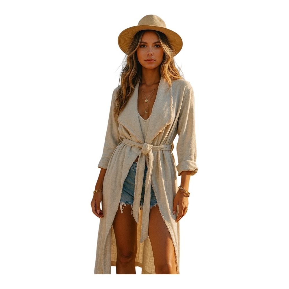 🌿 Zara Frayed Rustic Trench Coat – Size XS/S – NEW - Picture 10 of 10